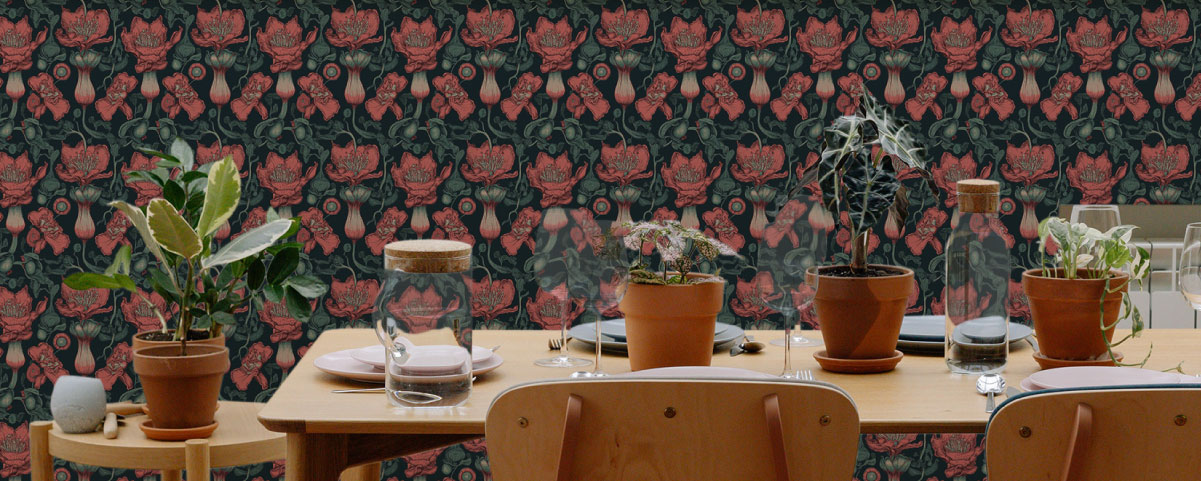 fancy walls dark floral peel and stick wallpaper