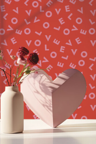 fancy walls love letters pink and red peel and stick wallpaper