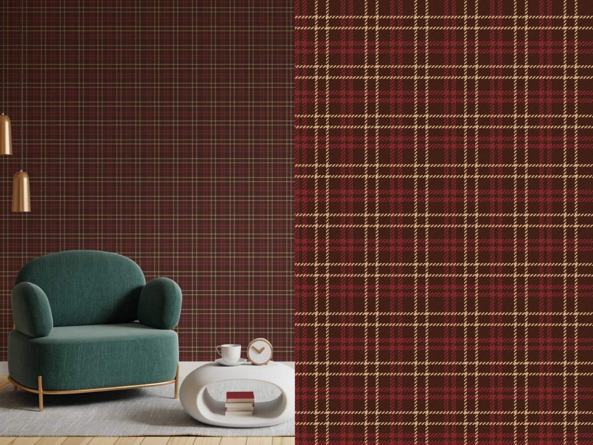 Dark academia inspired brown plaid wallpaper