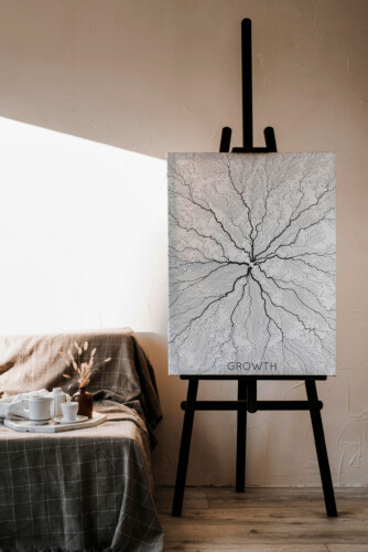 Abstract Growth Roots Canvas Print with fine linear details inspired by nature, perfect for modern décor and creative rooms