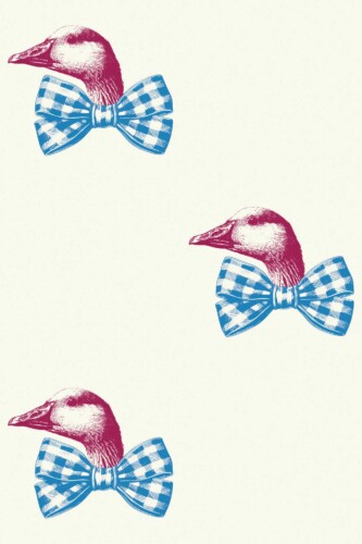 Fancy Walls removable wallpaper with vintage goose portrait pattern in soft beige tones