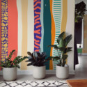 Fancy Walls playful stripes peel and stick wall mural with colorful vertical lines