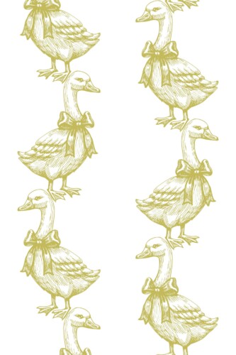 Fancy Walls self-adhesive wallpaper featuring cute green goose with bow detail farmhouse design