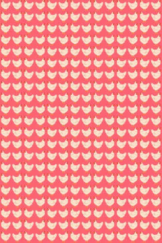 Fancy Walls removable wallpaper with delicate hen pattern on pink and red farmhouse inspired print