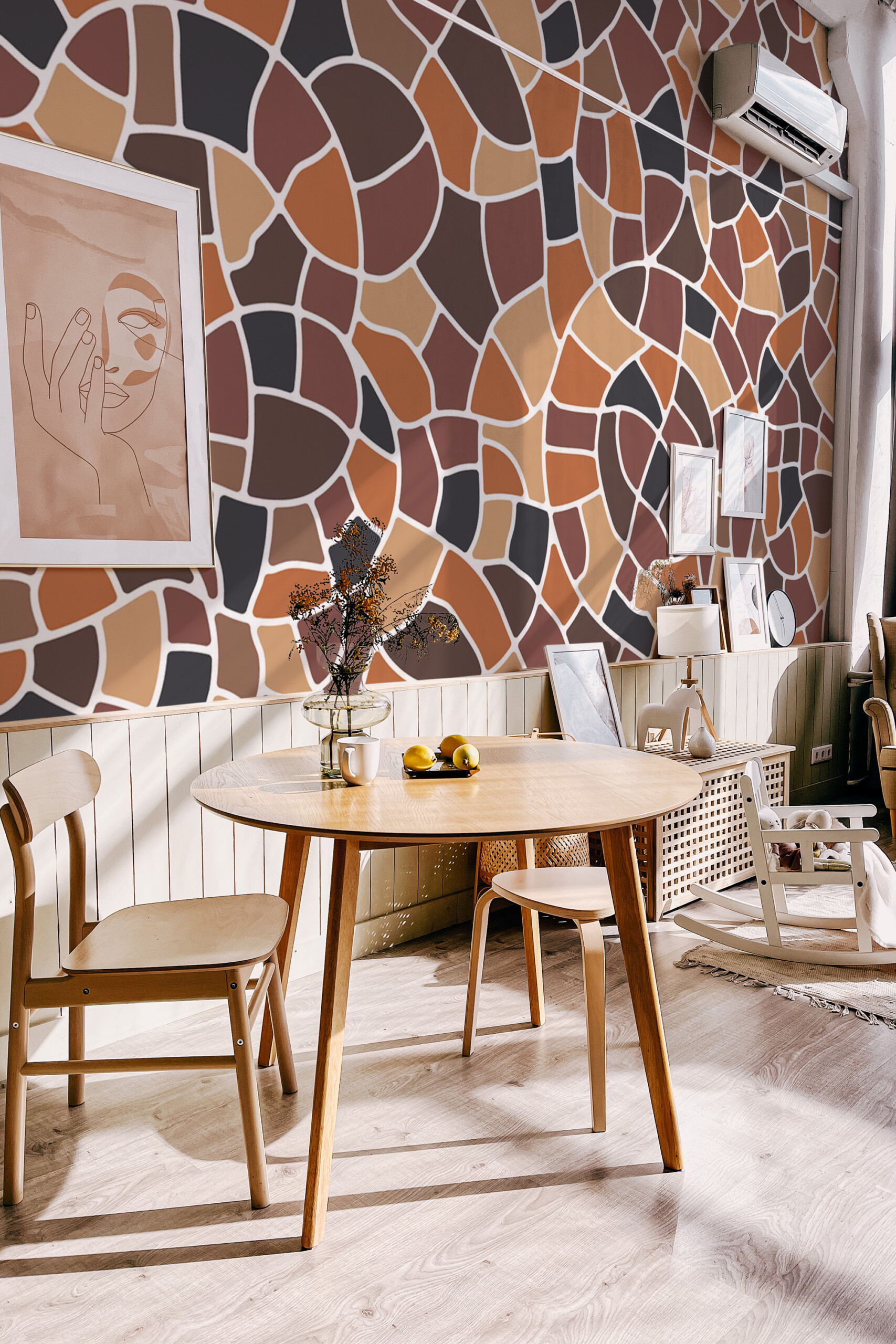 Fancy Walls wall mural printing featuring terracotta mosaic pattern