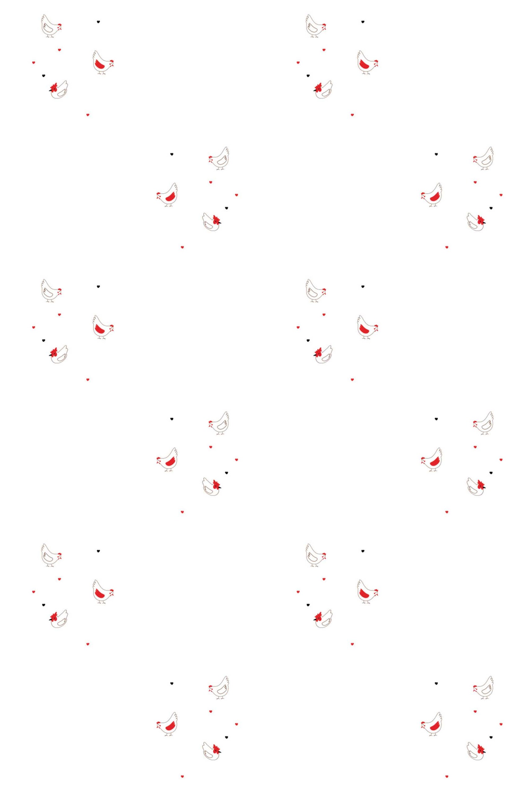 Fancy Walls removable wallpaper with minimalist tiny chicken motif on bright white backdrop