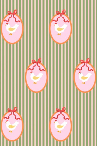 Green striped chicken pattern by Fancy Walls removable wallpaper with oval hen frames for charming farmhouse nurseries