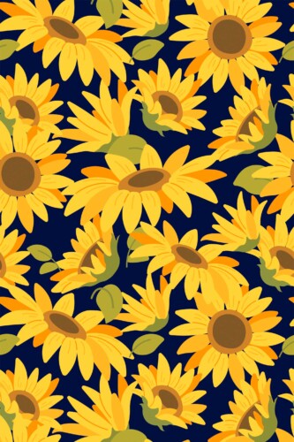 Removable wallpaper by Fancy Walls with high contrast yellow sunflower floral pattern on rich blue backdrop