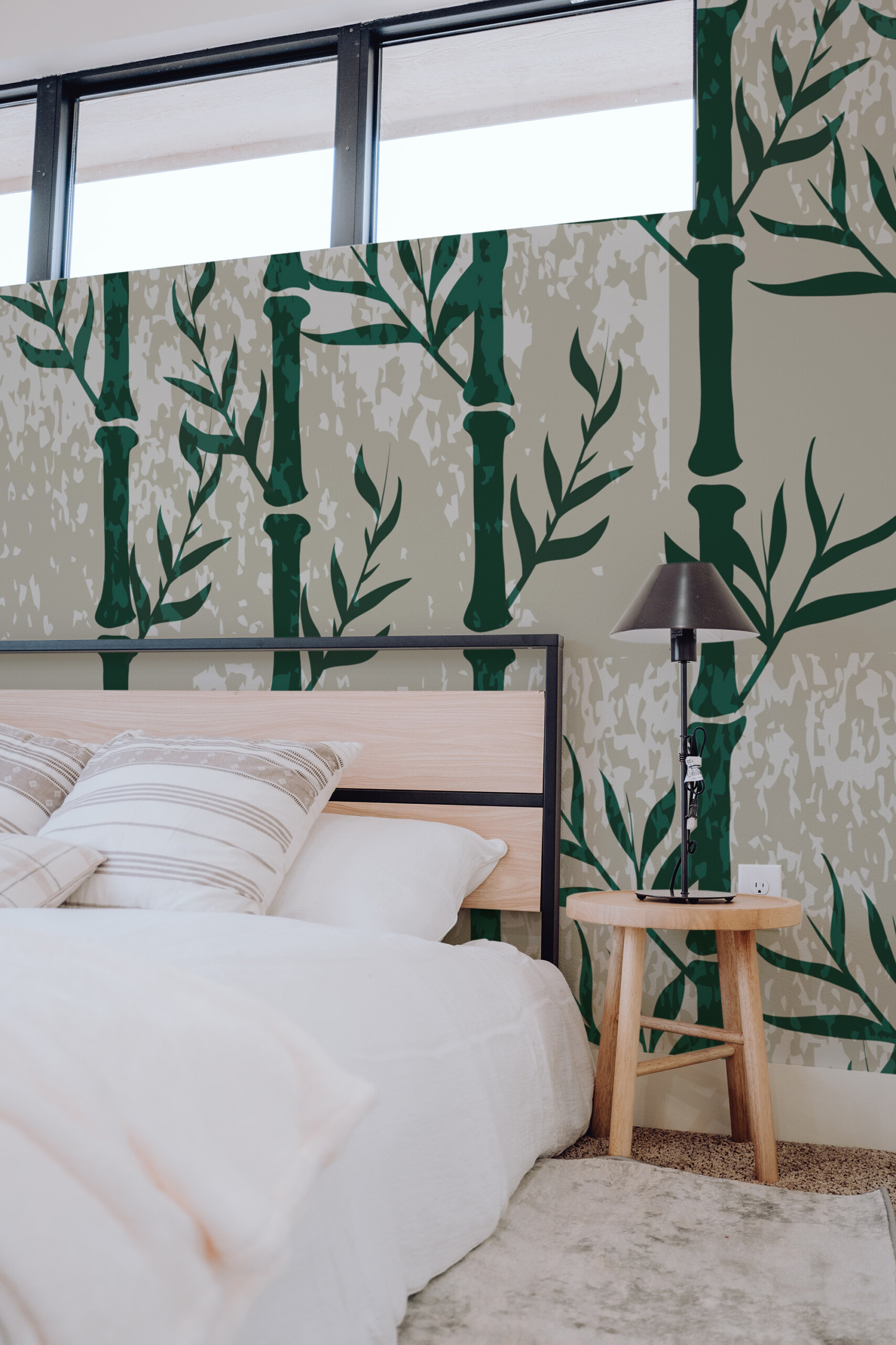 Fancy Walls Grunge Bamboo traditional non-pasted eco-friendly wall mural featuring bamboo branches and distressed botanical pattern for zen interiors.