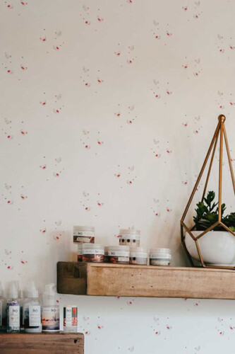 Wallpaper design with tiny chickens from Fancy Walls petite pattern collection