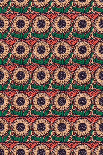 Fancy Walls wallpaper for walls with retro blue sunflowers and earthy tones for cozy homes