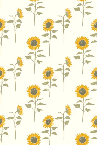 Removable wallpaper by Fancy Walls with evenly spaced sunflower pattern in beige tones for nostalgic interiors