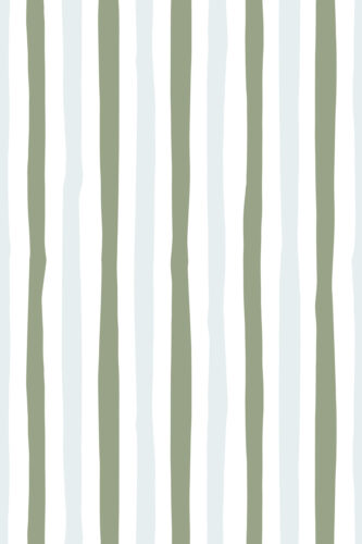 Wavy Sage Stripes with alternating sage green and pale blue vertical bands, shown as removable wallpaper.