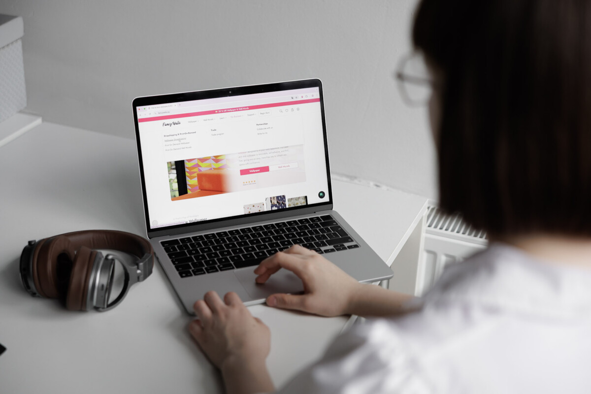 A person looking at Fancy Walls main page