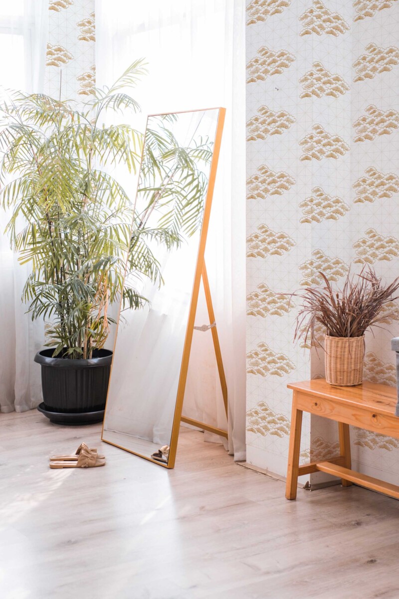 Self-adhesive wallpaper from Fancy Walls with serene Japanese cloud pattern for modern interiors