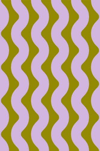 Removable wallpaper by Fancy Walls with midcentury inspired wavy lines in lavender and olive