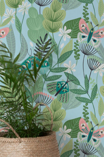 blue and green floral peel and stick wallpaper