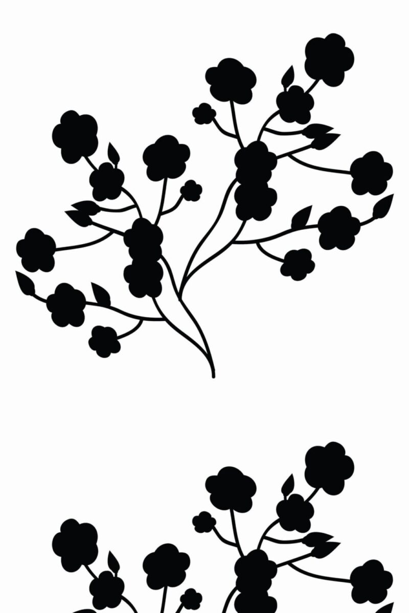 A line art wallpaper featuring a floral design