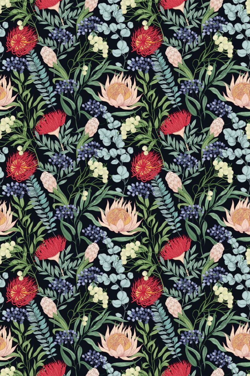 Dark floral wallpaper pattern