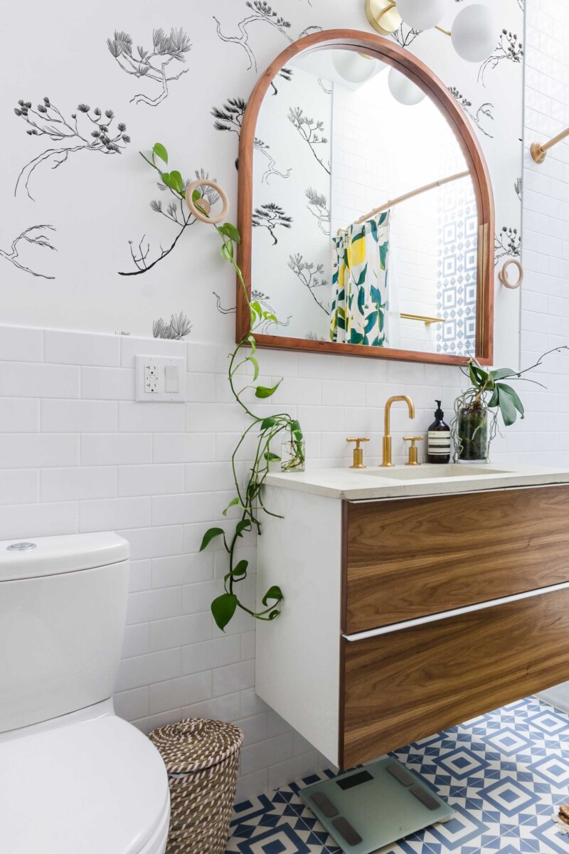 Self-adhesive wallpaper from Fancy Walls with zen inspired monochrome forest motif