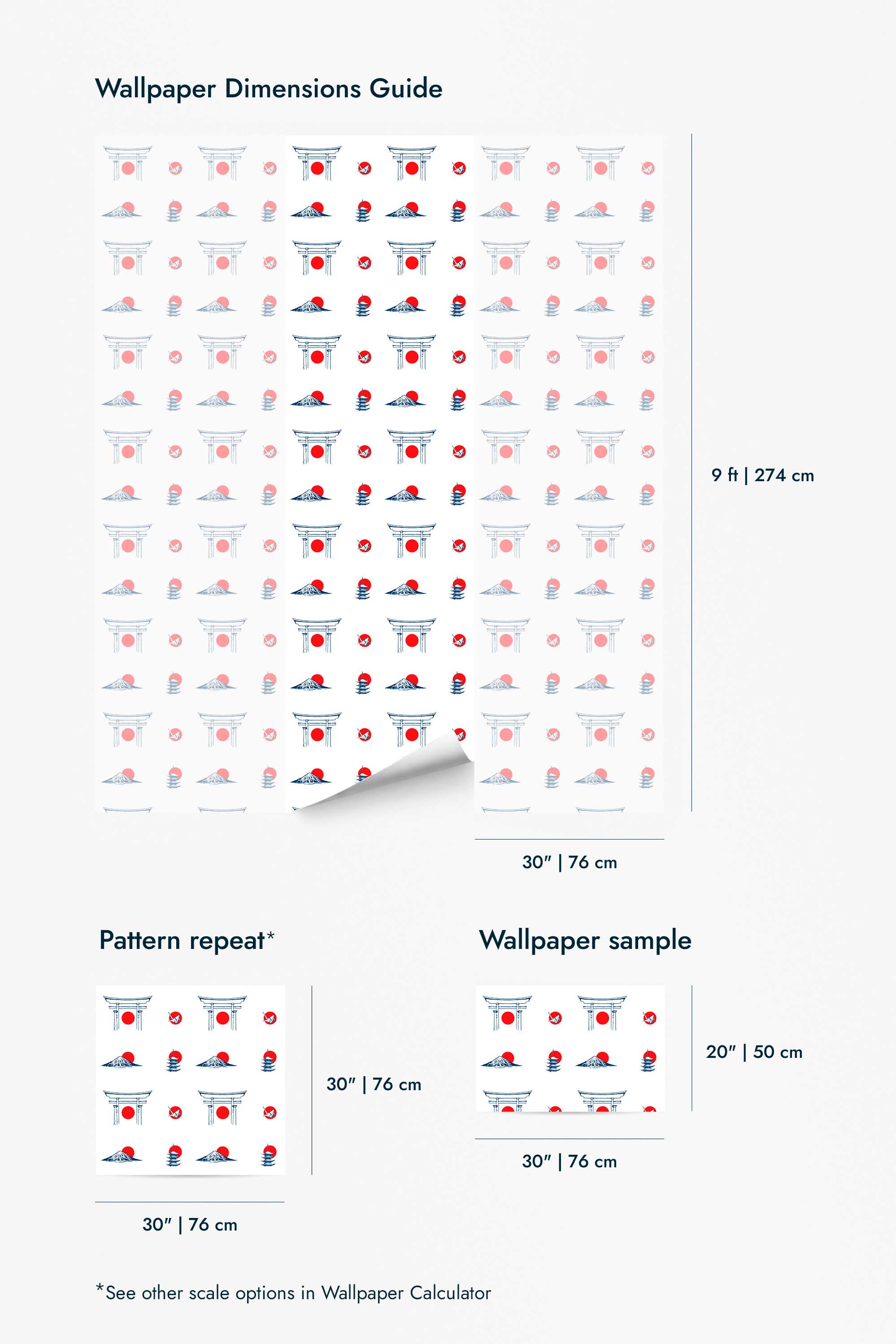 Removable wallpaper by Fancy Walls with minimal Japanese culture symbols in a clean white pattern