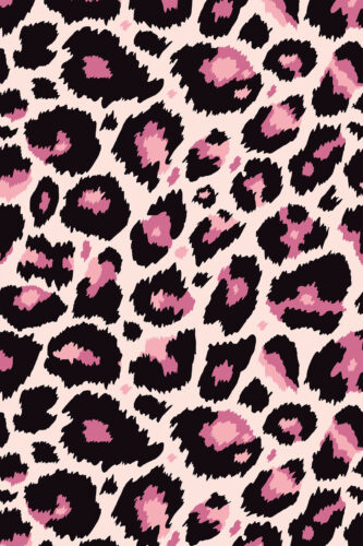 Bold Pink Leopard removable wallpaper with black leopard spots and layered pink accents over a pale blush background.