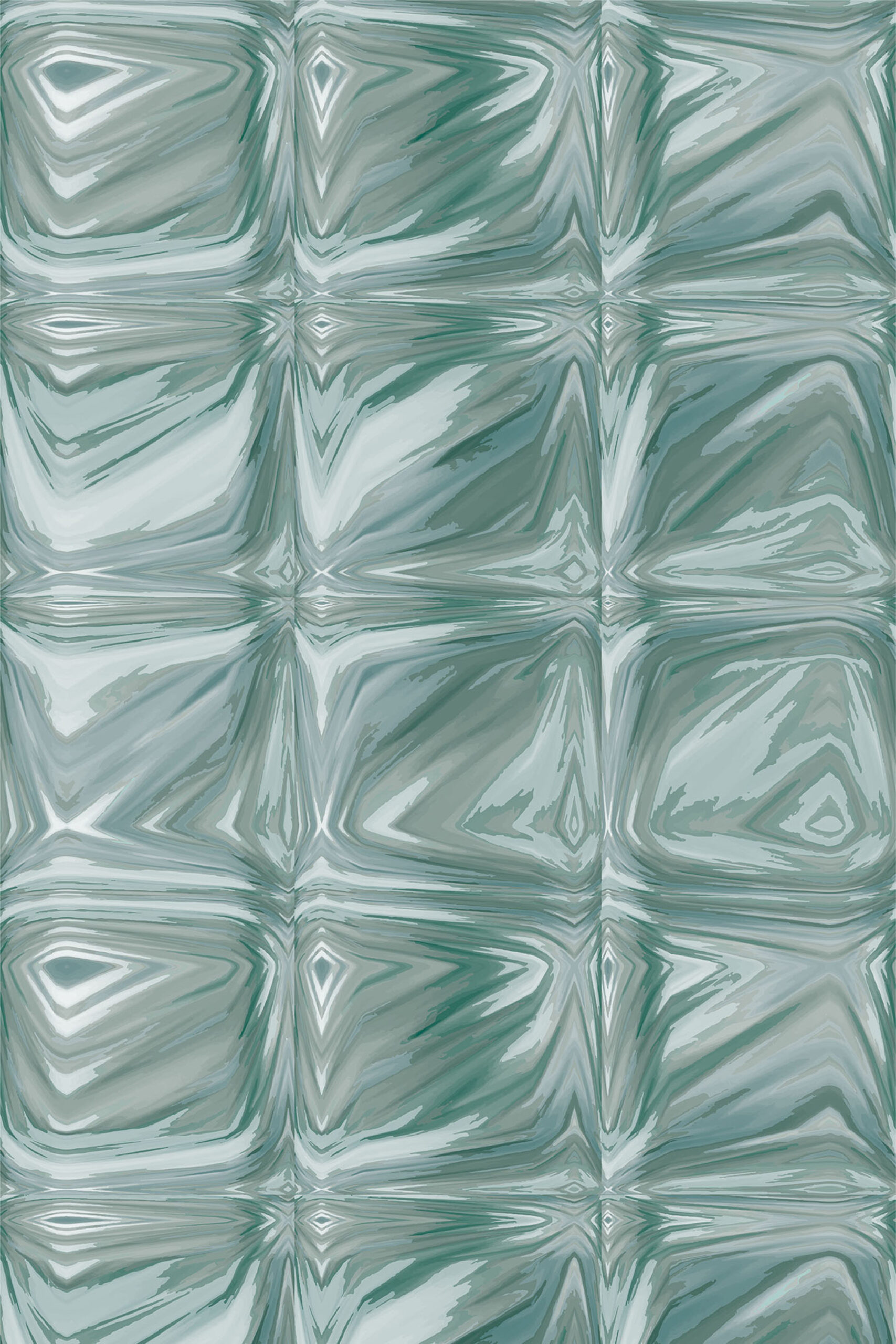 Teal Tile Look shows removable wallpaper with glossy teal marbled squares arranged in a repeating tile grid.