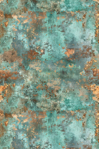Turquoise Faux Texture with distressed teal and copper mottling, shown as removable wallpaper for an all-over wall look.