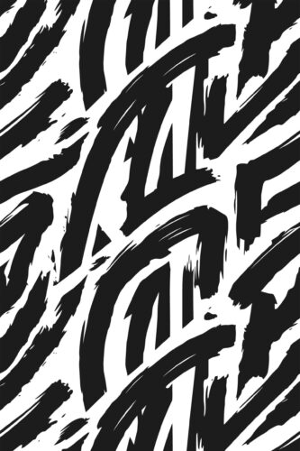 Bold Black Brush Strokes removable wallpaper with scattered oversized black paint strokes on a clean white background.