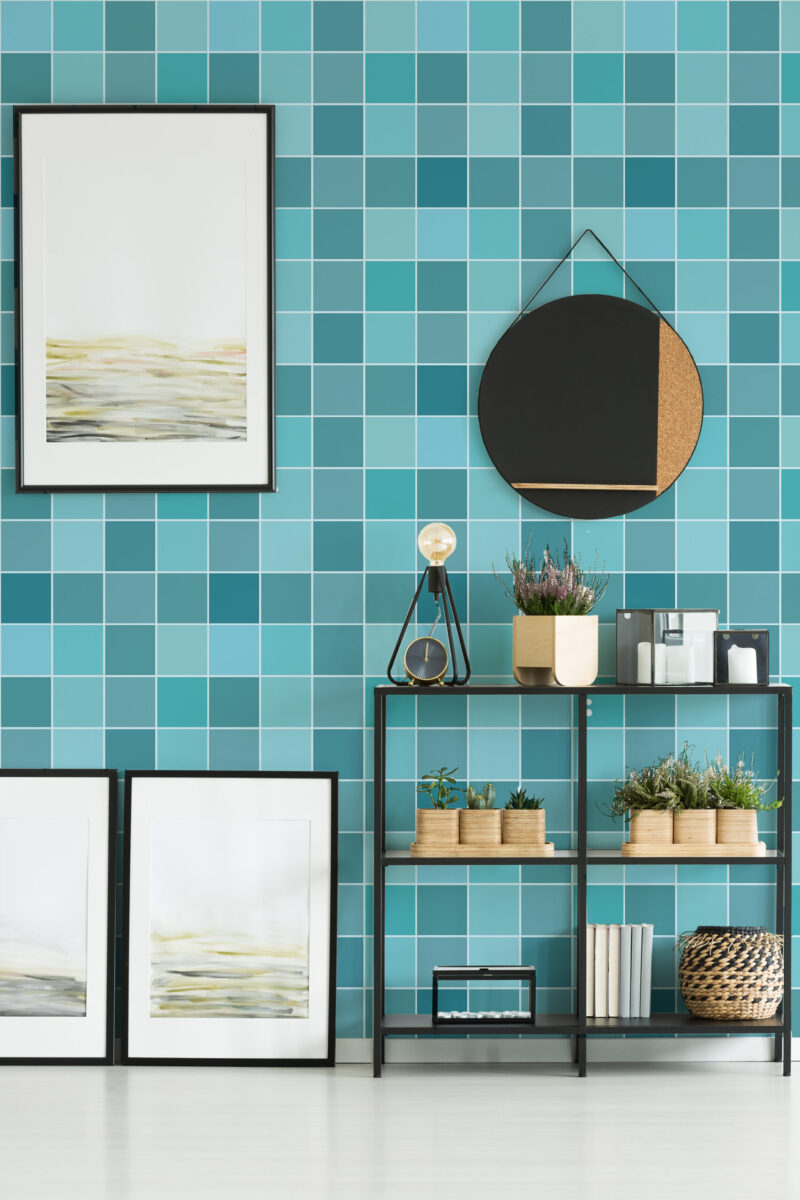 Bold Blue Tile Wallpaper