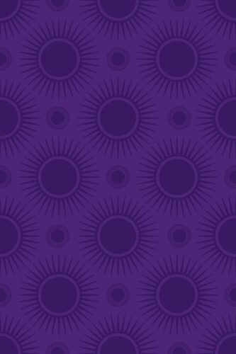 Bold Purple Sunburst removable wallpaper with repeating dark purple sunburst circles and radiating rays across the surface.