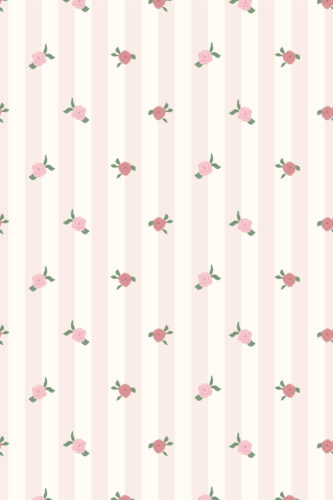 Vintage Pink Rose Stripe removable wallpaper with soft vertical blush stripes and scattered pink roses with green leaves.