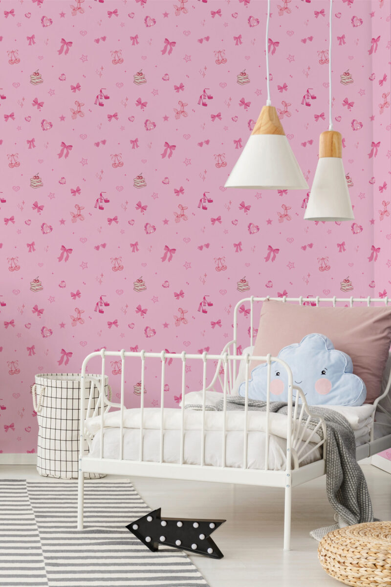 Girly Pink Icons Wallpaper