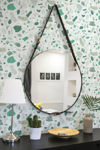 Peel and stick Green Terrazzo Wallpaper by Fancy Walls