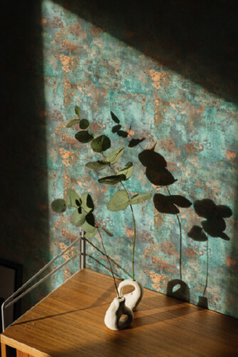 Green Vintage Faux Texture Peel and Stick wallpaper by Fancy Walls