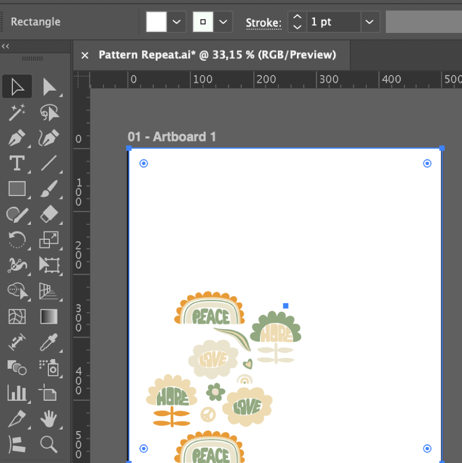 Step one to create a repeating pattern in illustrator is to make and arrange the elements you want to repeat