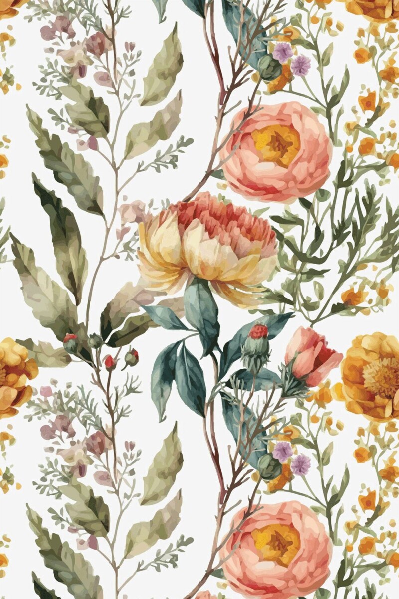 Floral wallpaper with peonies