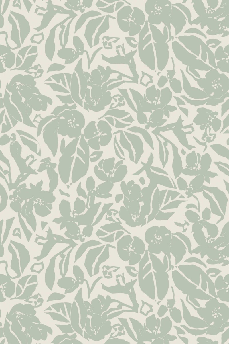 sage botanical floral wallpaper