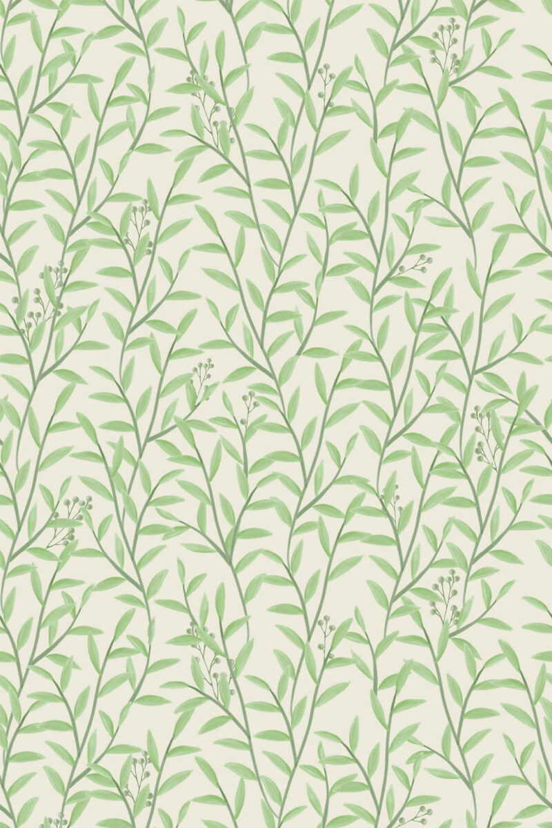 Green willow branch wallpaper