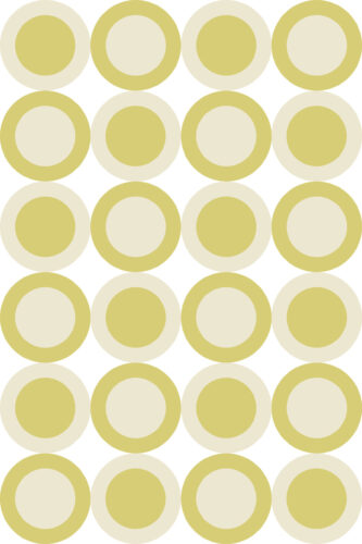 Retro Green Circle Dot removable wallpaper with alternating olive rings and solid dots on a warm cream background.