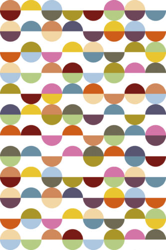 Colorful Retro Half-Circle removable wallpaper with rows of multicolored half circles across a clean white background.