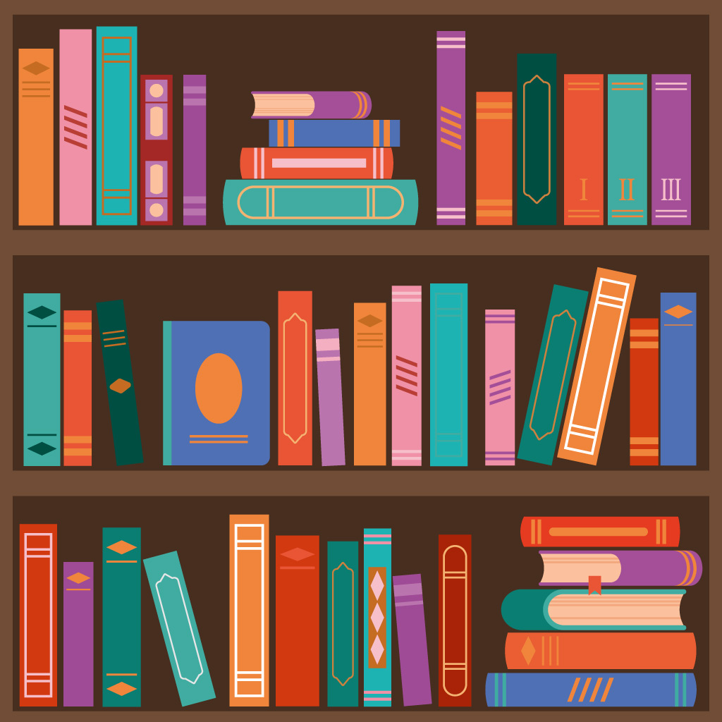 Wallpaper pattern of a bookshelf