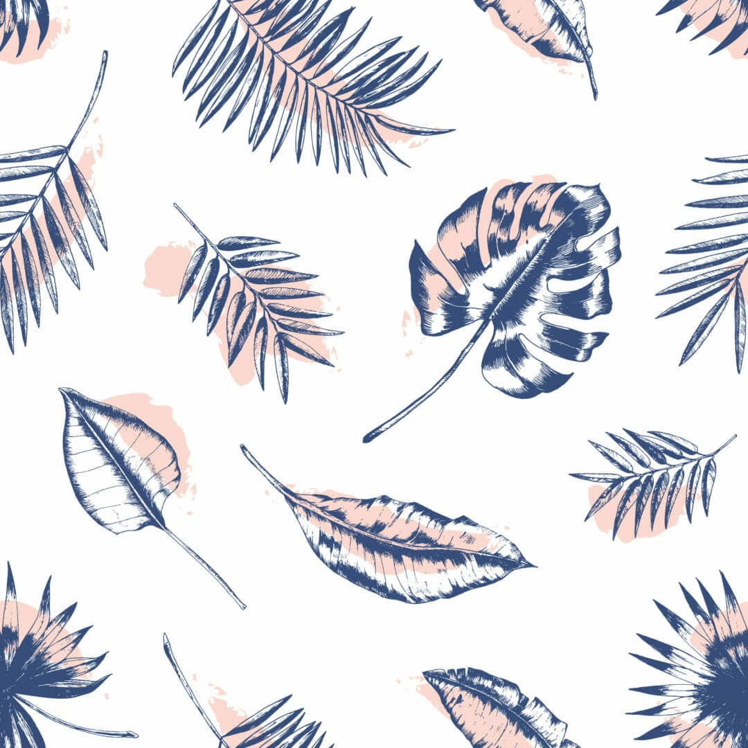 Blue tropical leaves pattern wallpaper - Peel and Stick Removable