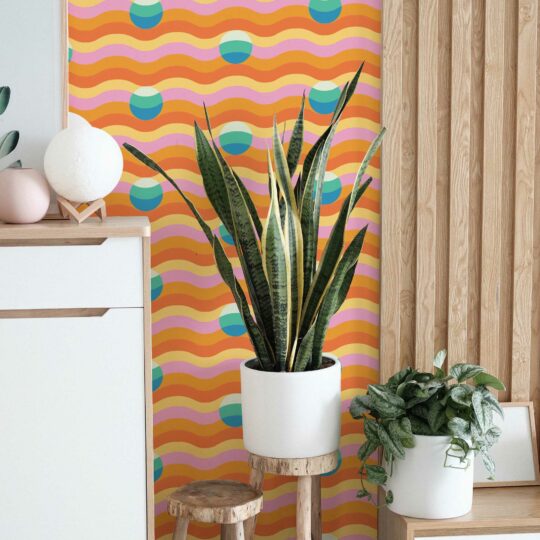 Pink Purple and Orange Ikat Design Peel  Stick Wallpaper  MUSE Wall  Studio