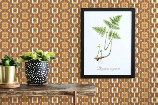 Brown 70s retro wallpaper for walls