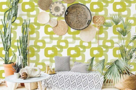 Green 70s retro temporary wallpaper