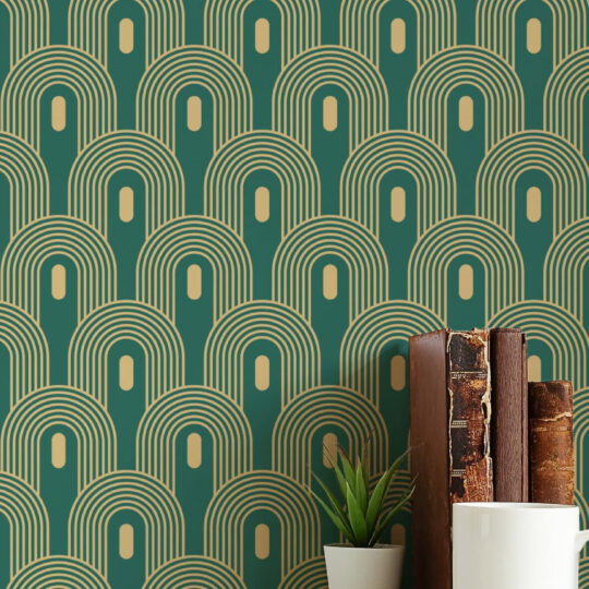 Art deco green Wallpaper Design