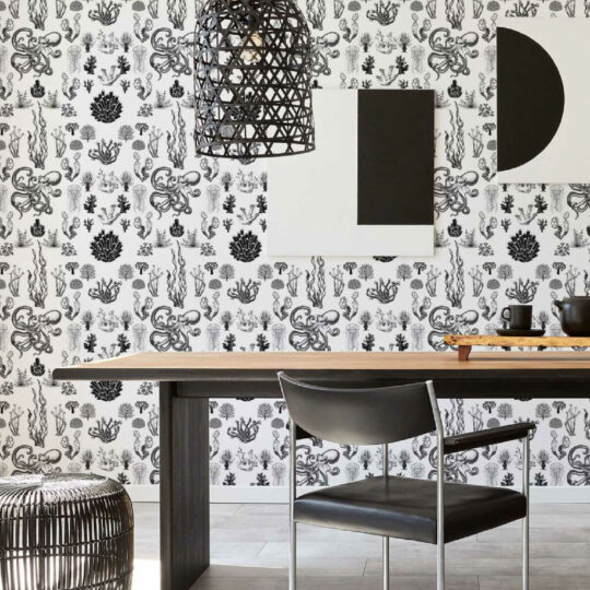 Black and white modern Wallpaper Design on peel and stick wallpaper