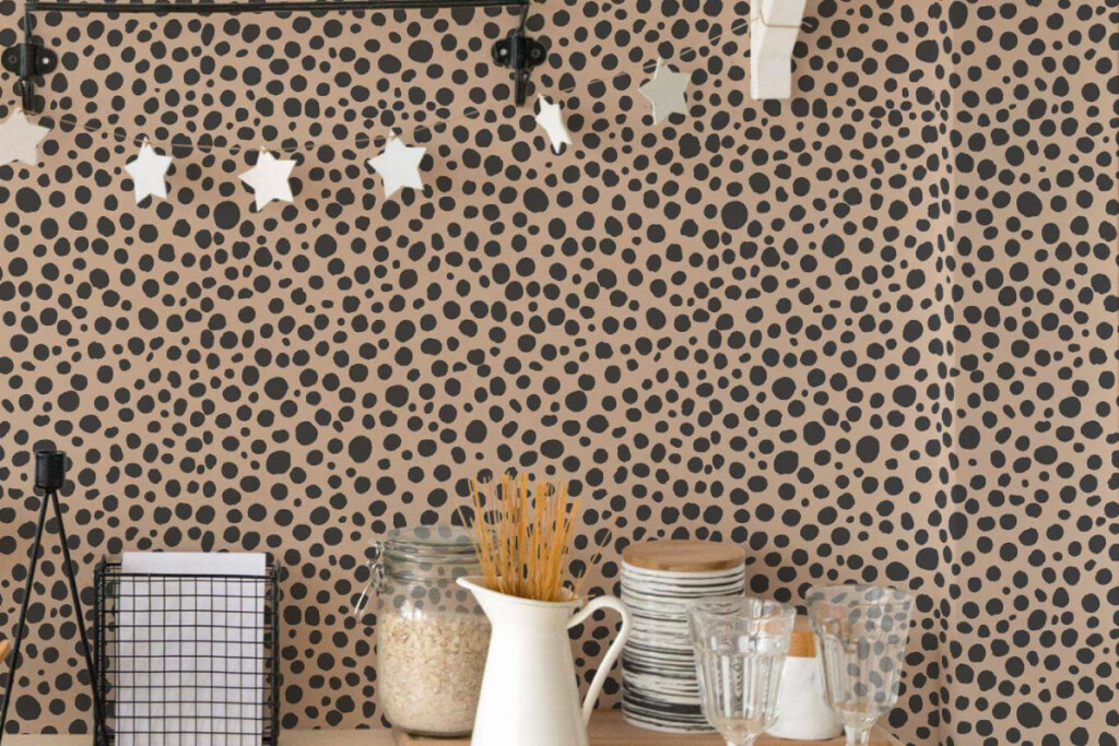 Spring refresh with classical cheetah print wallpaper in a cozy kitchen