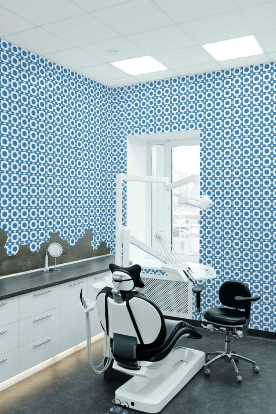 Fancy Walls Blue and white Tile self-adhesive wallpaper